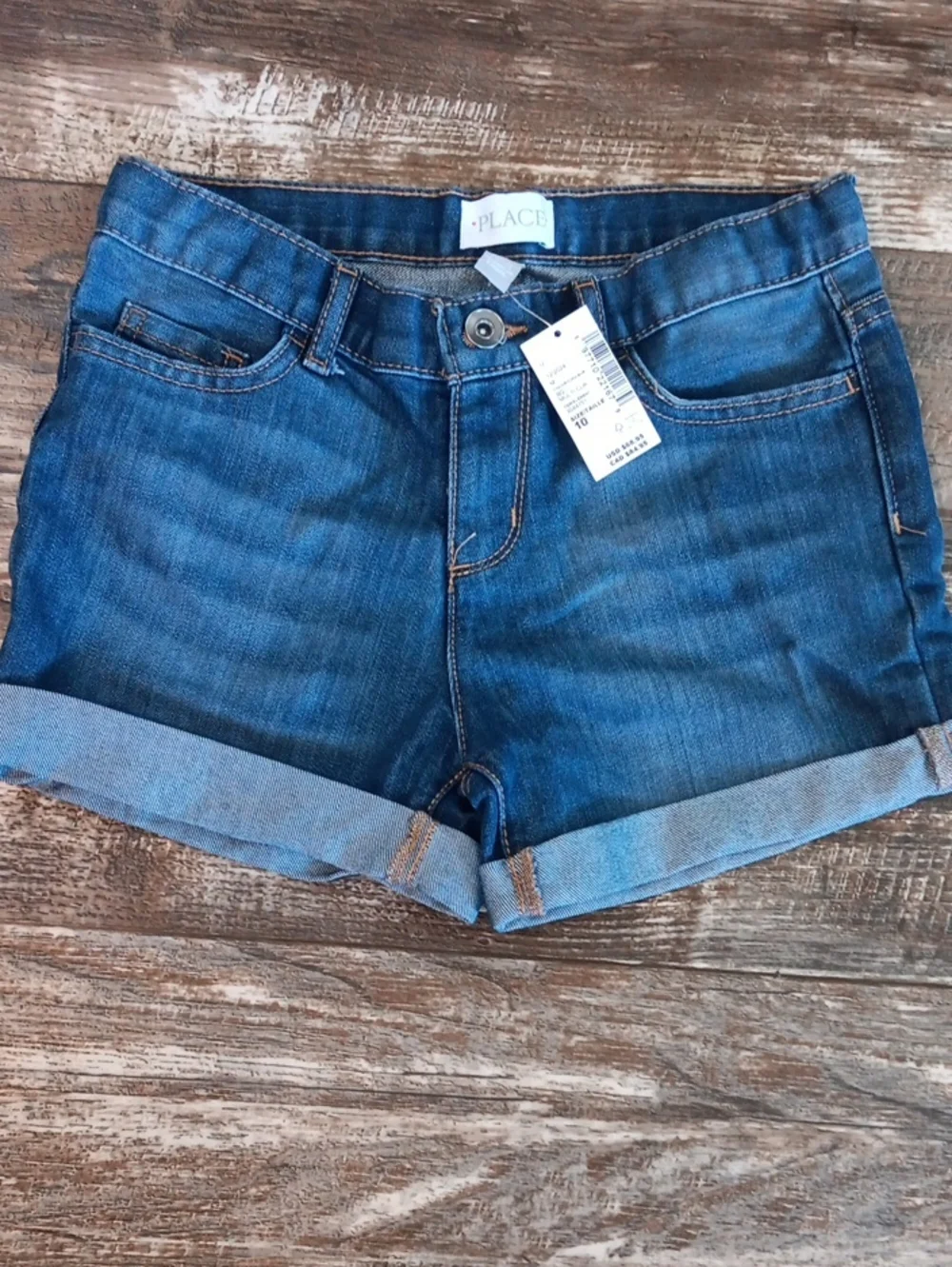 The Children's Place Dark Blue Rolled Cuff Denim Shorts Size 10